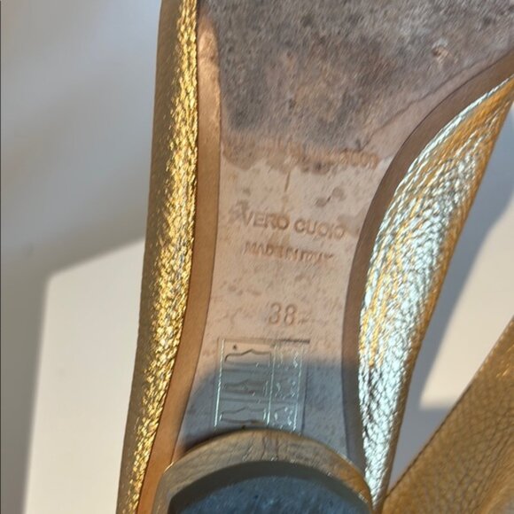 Nicholas Kirkwood Metallic Gold Leather Beya Pointed Toe Loafers Size 38 - Picture 8 of 14